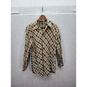 Psudo Men’s Button Down Blue‎ Plaid Long Sleeve Shirt Size XL